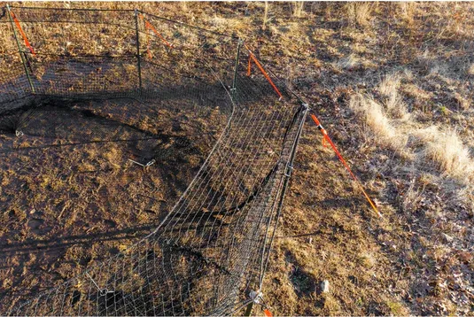A Pig Brig trap set in a field