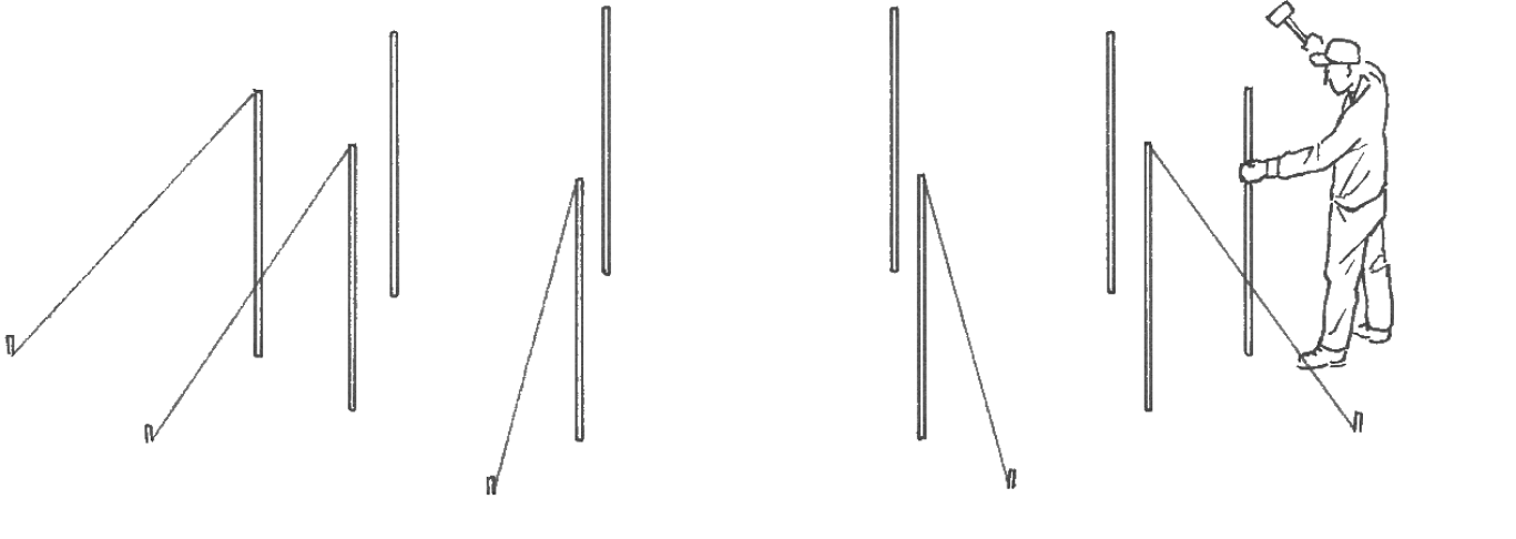 Setting up T-posts for the trap